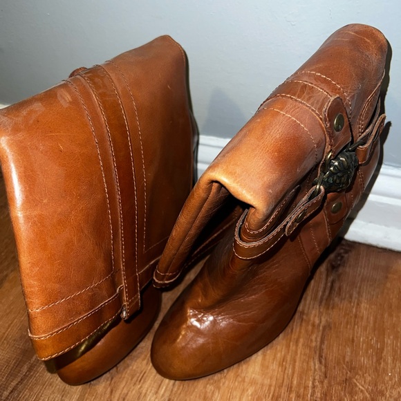 Anne Klein Shoes - Anne Klein Brown Leather Chunky Heel Boots